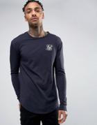 Siksilk Long Sleeve Muscle T-shirt In Navy - Navy