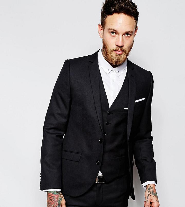 Heart & Dagger Suit Jacket In Birdseye Fabric In Super Skinny Fit - Black