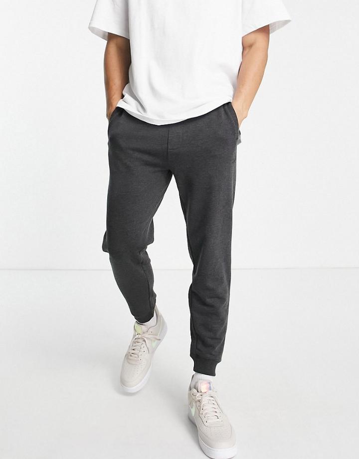Pull & Bear Fleece Sweatpants In Dark Gray-grey