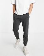 Pull & Bear Fleece Sweatpants In Dark Gray-grey