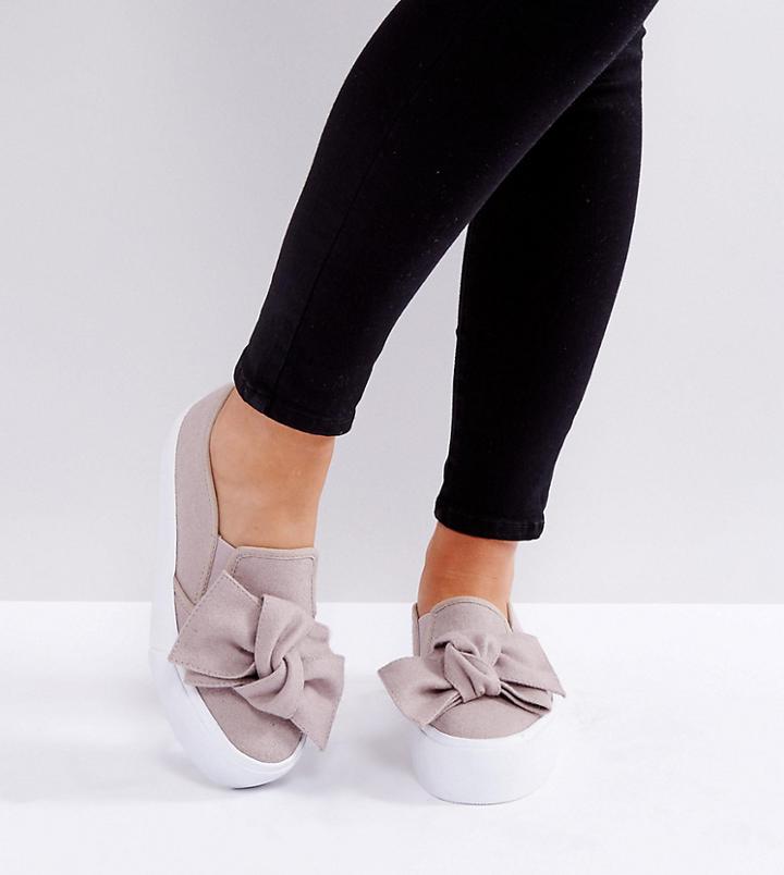 Asos Discovery Bow Flatform Sneakers - Beige