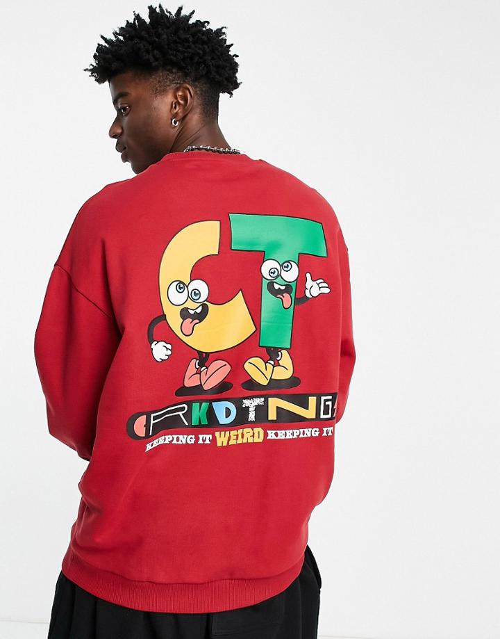 Crooked Tongues Sweatshirt With Ct Character Prints In Red