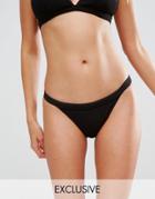 Wolf & Whistle Ribbed Bikini Bottom - Black