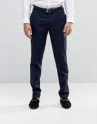Asos Skinny Fit Smart Pants With Belt - Navy