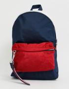 Tommy Jeans Detachable Logo Tassle Backpack With Red Front Pocket In Navy - Navy