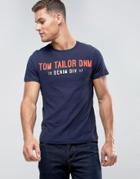 Tom Tailor T-shirt With Brand Print - Blue
