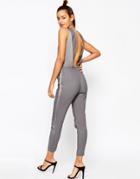 Asos Jumpsuit With Twisted Knot Detail - Charcoal