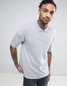 Asos Knitted Relaxed Fit Polo In Gray - Gray