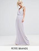 Tfnc Petite Wedding Wrap Front Maxi Dress With Embellishment - Purple
