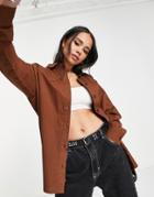 Daisy Street Ultimate Oversized Boyfirend Shirt In Chocolate-brown