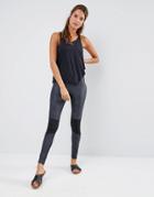 Blue Life Contrast Moto Legging - Charcoal Foiled Sn