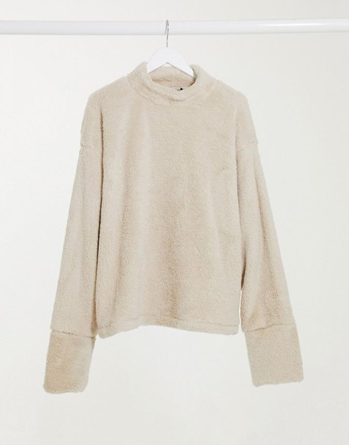 Street Collective High Neck Fleece In Sand-neutral