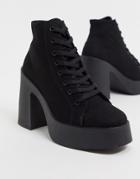 Asos Design Elevate Lace Up Canvas Boot In Black