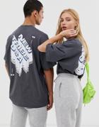 Collusion Unisex Oversized T-shirt With Back Print - Gray