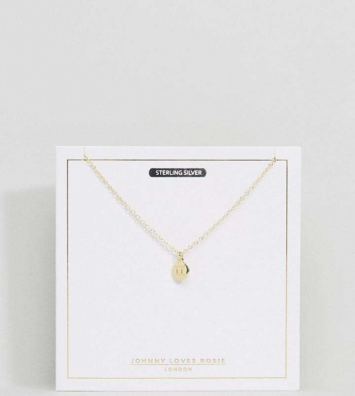 Johnny Loves Rosie Gold Plated Zodiac Gemini Disc Necklace - Gold