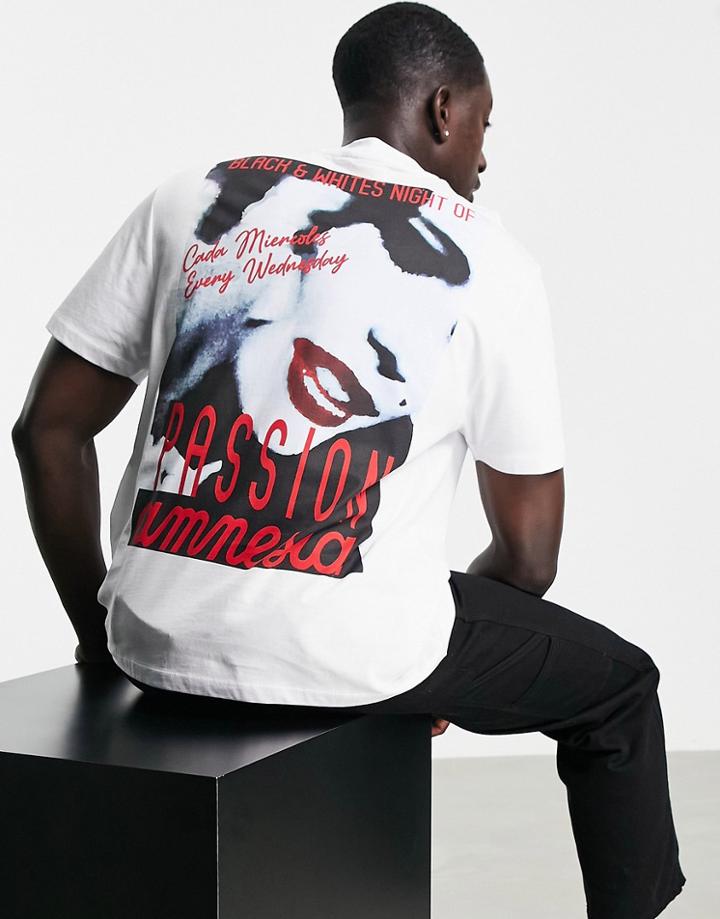 Asos Design Oversized T-shirt With Amnesia Ibiza Poster Graphic Print In White