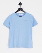 Na-kd Cotton Logo Print T-shirt In Dusty Blue