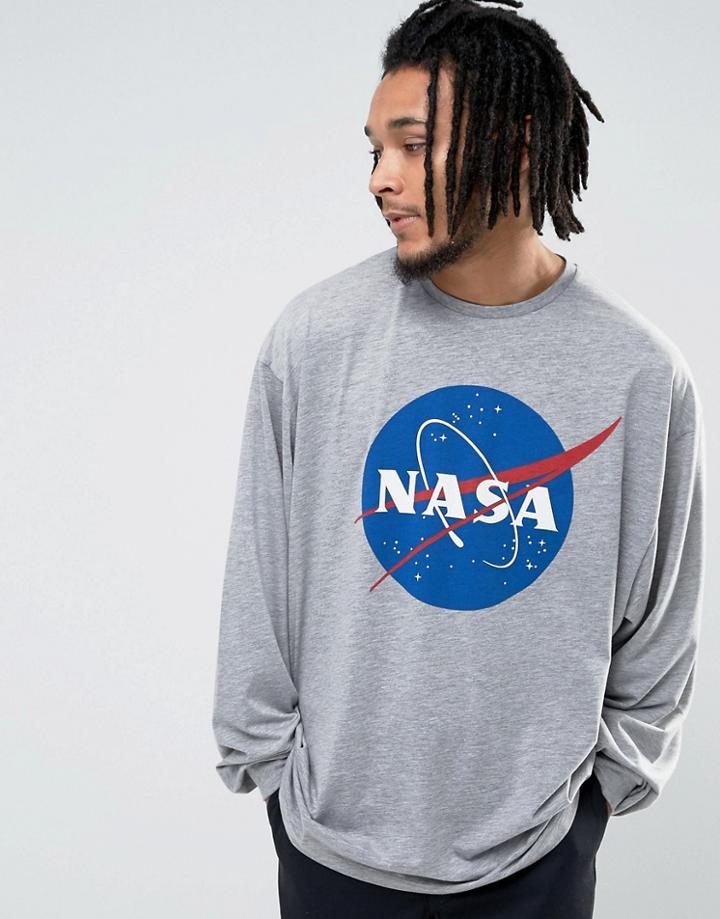 Asos Nasa Oversized T-shirt With Batwing - Gray
