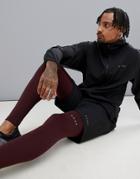 Asos 4505 Running Tights With Quick Dry In Burgundy-navy