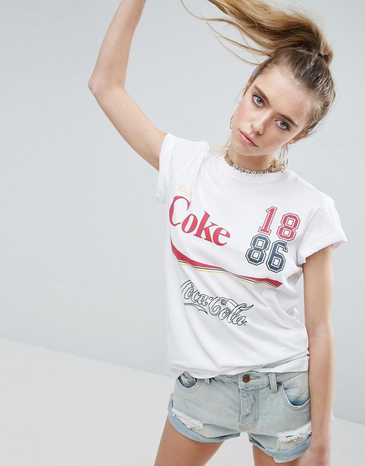 Asos T-shirt With Cut About Coca Cola Print - White