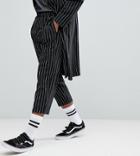 Reclaimed Vintage Inspired Relaxed Cropped Pants In Stripe - Black