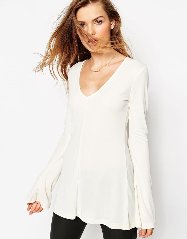 Asos Clean Tunic With V Neck And Long Sleeves - Black