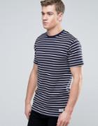 Redefined Rebel Striped T-shirt In Heavy Jersey - Navy