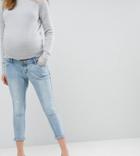 Bandia Maternity Over The Bump Boyfriend Jean With Removable Bump Band - Blue