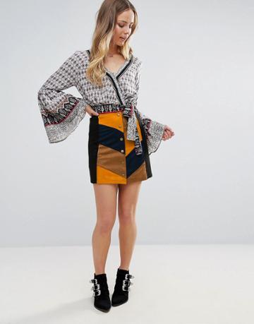 Lunik Patchwork Skirt - Blue