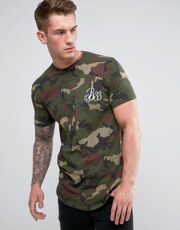 Bee Inspired Muscle Fit T-shirt In Camo - Green