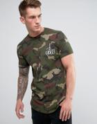 Bee Inspired Muscle Fit T-shirt In Camo - Green