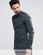 Only & Sons Skinny Smart Grandad Shirt - Gray