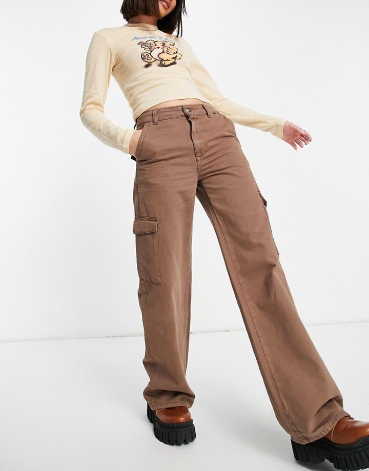 Pull & Bear Cargo Dad Pants In Brown