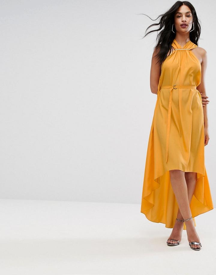 Aq Aq Halterneck Maxi Dress With Hardware Detail - Yellow