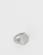 Designb Hexagon Signet Ring In Brushed Silver - Silver