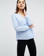 Asos Wrap V Neck Blouse - Blue