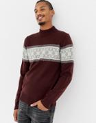 Threadbare Fairisle Turtleneck Holidays Sweater - Red