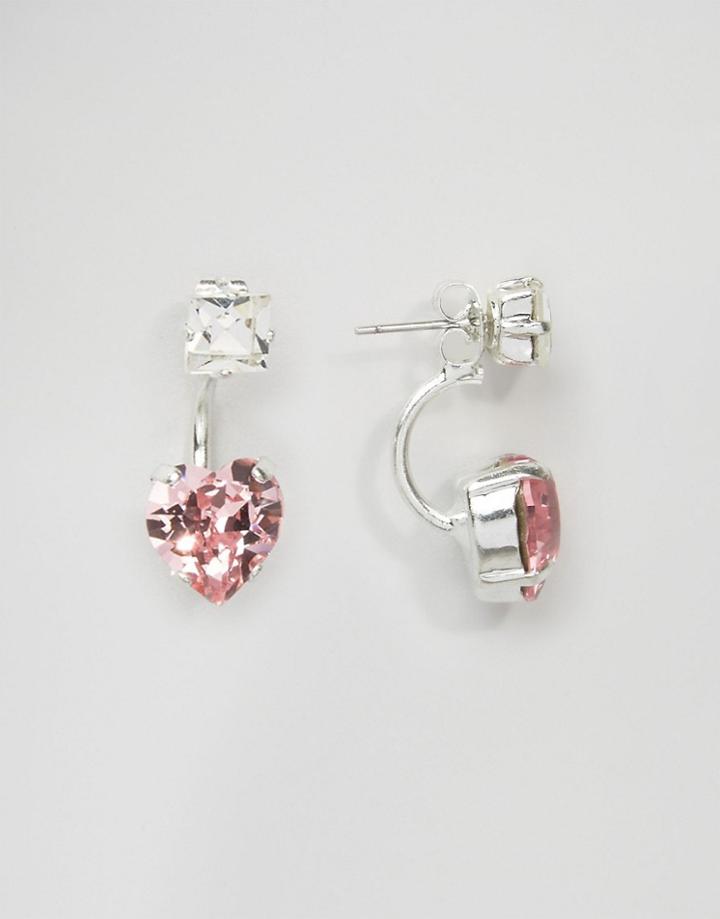 Krystal Swarovski Crystal Swinging Heart Swing Earrings - Pink