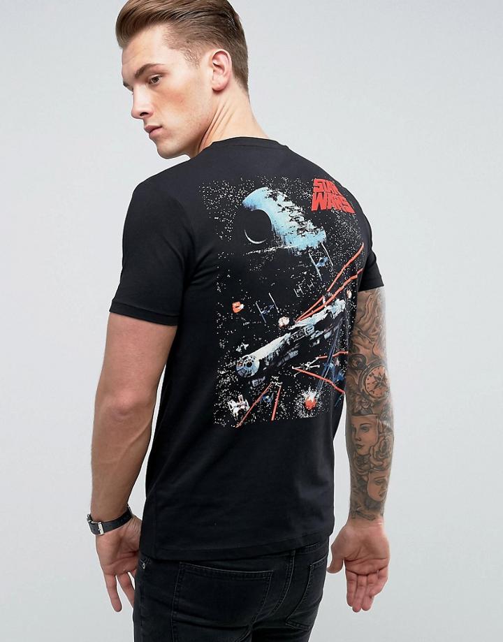 Asos Star Wars T-shirt With Galaxy Print - Black
