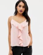 Lipsy Cami With Waterfall Frill Detail In Pink - Pink