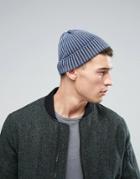 New Look Beanie Hat In Oil Wash Blue - Blue