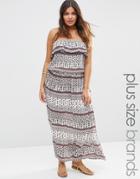 Diya Plus Bandeau Maxi Dress In Scarf Print - Multi