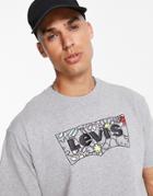 Levi's Vintage Fit Flower Batwing Line Logo Print T-shirt In Gray-grey