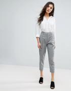 New Look Cropped Tailored Check Pants - Gray
