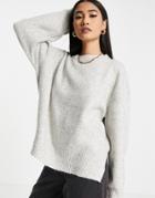 Topshop Knit Mid Crew Sweater In Gray