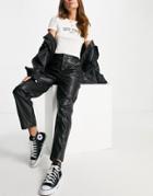 New Look Leather Look Tapered Pant In Black