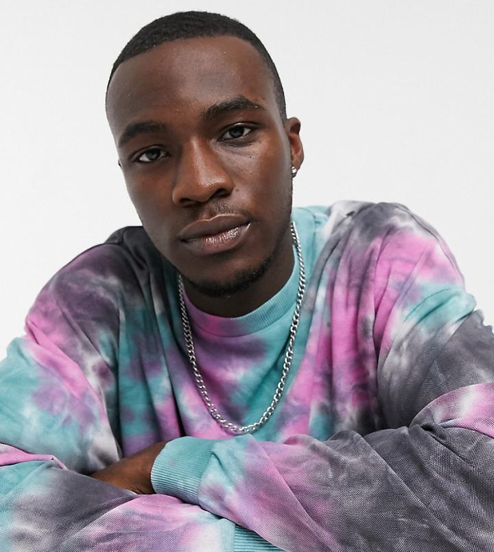 Asos Design Tall Oversized Long Sleeve T-shirt In Pique Tie-dye-multi