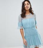 Asos Petite Mesh Dobby Skater Dress - Blue