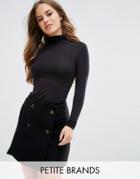 New Look Petite Ruched Roll Neck Top - Gray