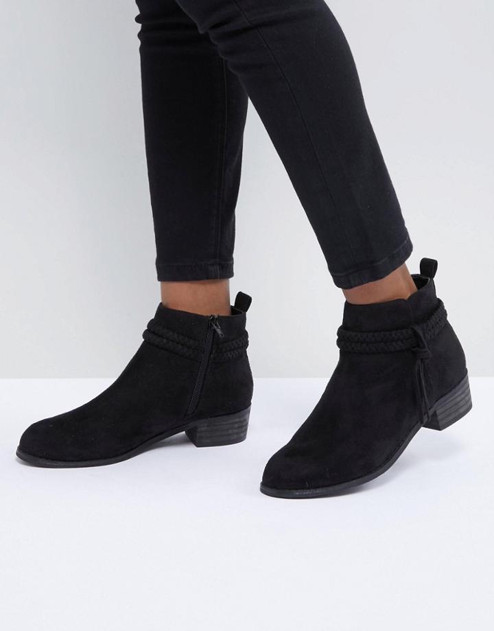 Boohoo Plaited Ankle Boot - Black